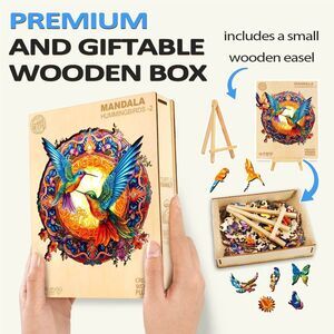 WoodBests Mandala Hummingbird Creative Wooden Puzzle 100pcs 8x8 in